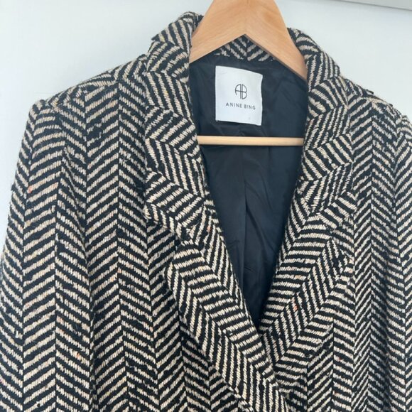 Anine Bing Diana Oversized Wool Herringbone Jacket - Picture 2 of 10